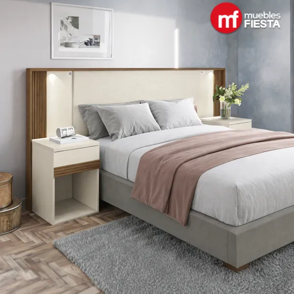 Cabecera + 2 Mesas de Noche Bourbon - Tamaño Matrimonial / Queen 