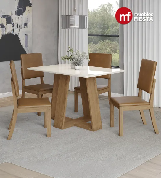 Comedor Rectangular Lins con 4 Sillas