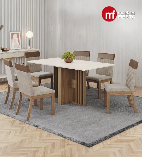 Comedor Rectangular Dinah Para 6 personas